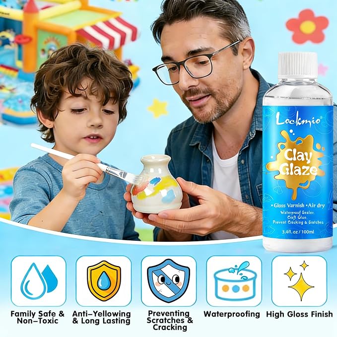3.4FL OZ Air Dry Clay Glaze, High Gloss Varnish, Protective Sealant to Prevent - Image 7