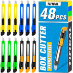 48 Pack 9mm Box Cutter Retractable Utility Knife, Razor Knife by TIFICAL