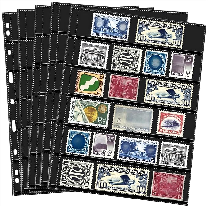 Cindeer 20 Sheets Stamp Pages Collector Album Binder Standard 9 Hole Binder by Cindeer