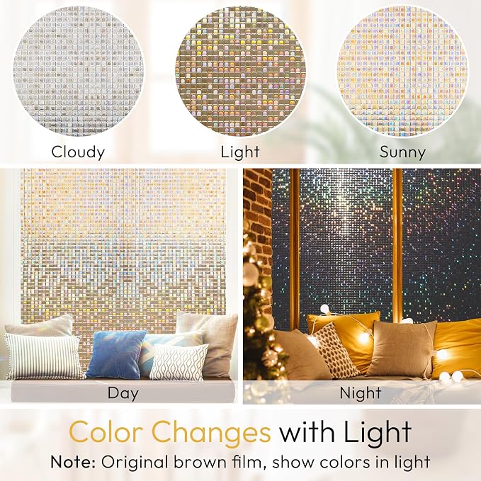 rabbitgoo Window Privacy Film, Mosaic Stained Glass, UV Blocking Reduce Heat - Image 6