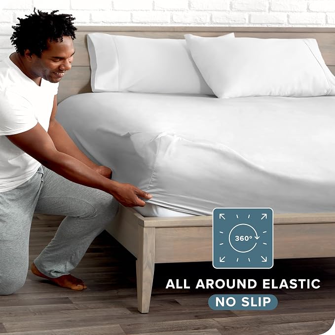 Bare Home Fitted Bottom Sheet Queen Size - Image 3