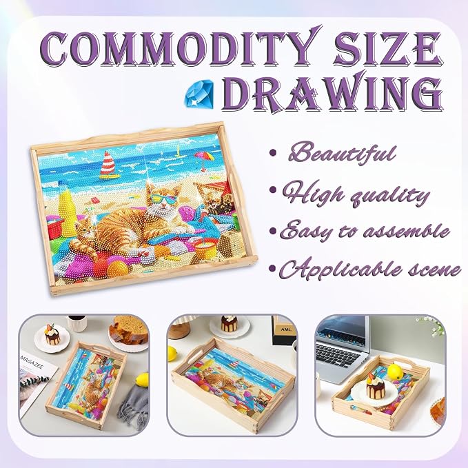 EWJRNSF Diamond Art Kits for Adults Wooden Serving Trays - Image 4