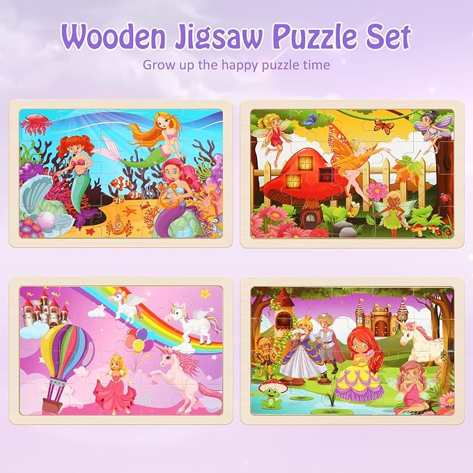 Wooden Puzzles Toys for Kids Ages 3-5, Preschool Educational Brain Teaser Toys - Image 2