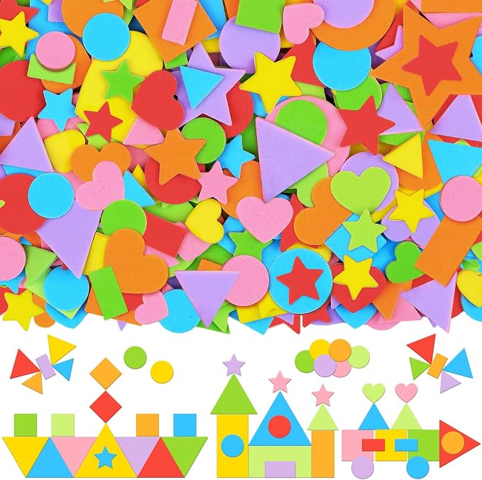 3240Pcs Foam Stickers Foam Shape Stickers Colorful Self Adhesive, 8 Colors by Unknown