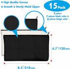 15 Pack Blank Cotton Canvas DIY Craft Zipper Bags Pouches Pencil Case - Image 3
