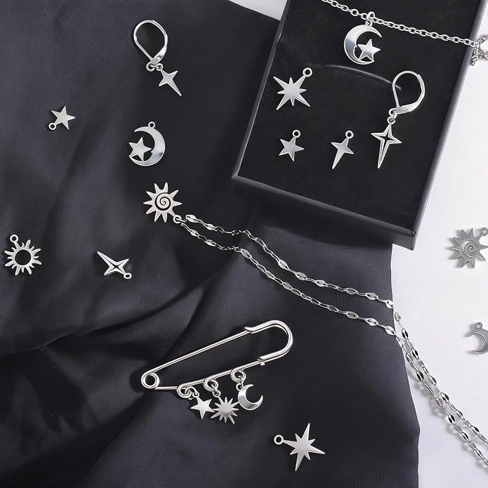 stino 40Pcs No Tarnish Celestial Pendants Charms - Image 5