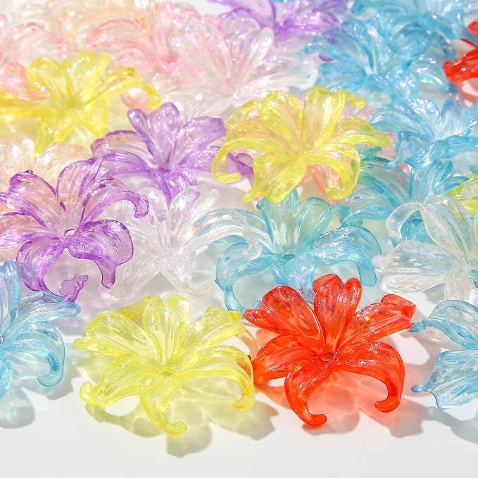 40pcs Flower Shape Beads Transparent Color Flower Bead Color Lily Beads - Image 2