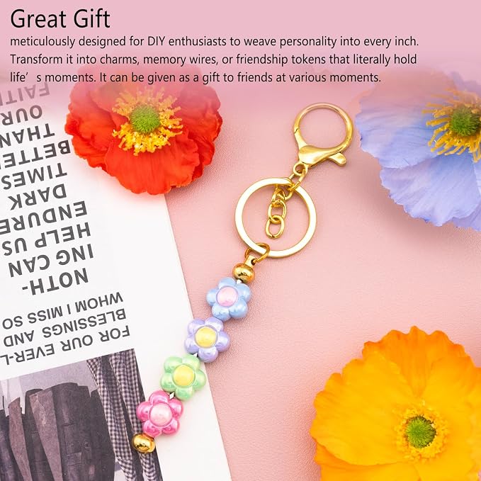 beadable keychains Bulk 8pcs Blank Keychain Making Kit Keychains Accessories - Image 2