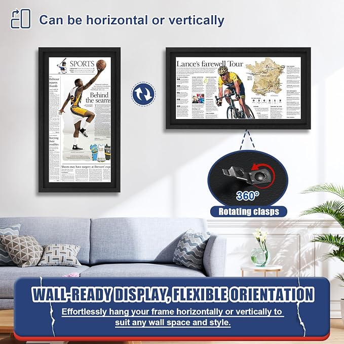 JupDec 11 × 22 Up to 13 × 24 Newspaper Frame, Premium Wood Display Case - Image 4