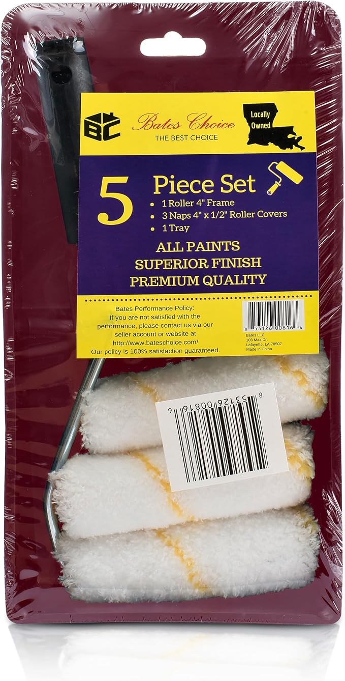 Bates- Paint Tray Set, Paint Roller Kit, 4 Inch Roller Kit, Small Roller Brush - Image 7