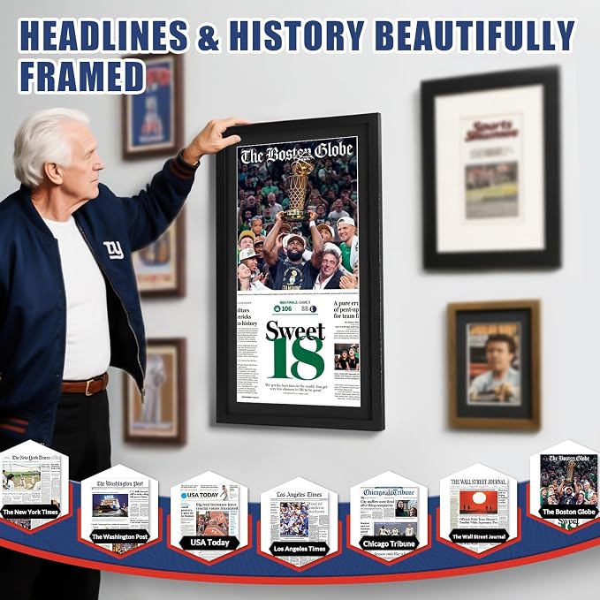 JupDec 11 × 22 Up to 13 × 24 Newspaper Frame, Premium Wood Display Case - Image 5