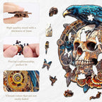 KAAYEE Wooden Puzzles for Adults, 3D Visual Effect Raven & Mechanical Skull - Image 4