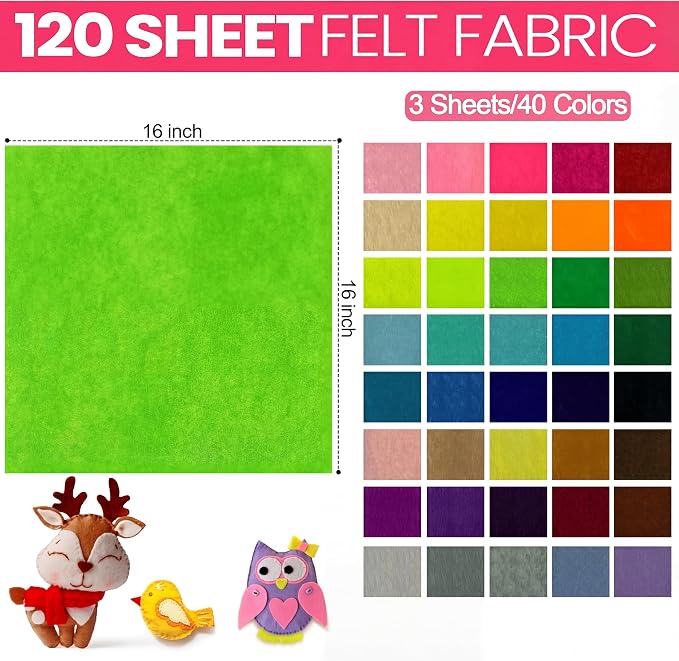 Reginary 120 Pcs 16 x 16 Inch Felt Sheets Bulk - Image 3