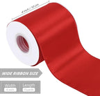 Red 4 Inch 15 Yards Satin Wired Ribbon Easter Ribbons - Image 2