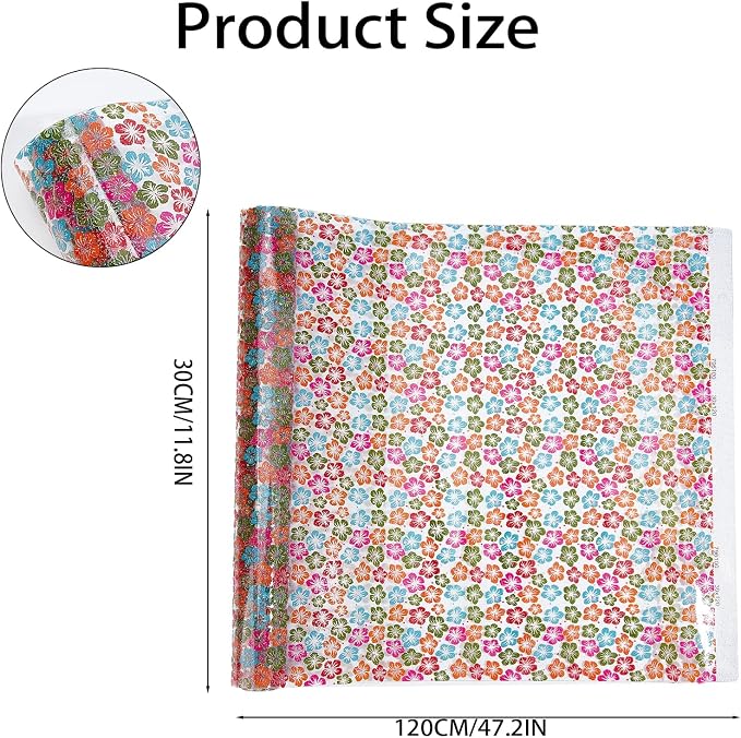 Flower Printed TPU Jelly Faux Leather Fabrics, 11.8 x 47.2 Inch Clear TPU Vinyl - Image 2