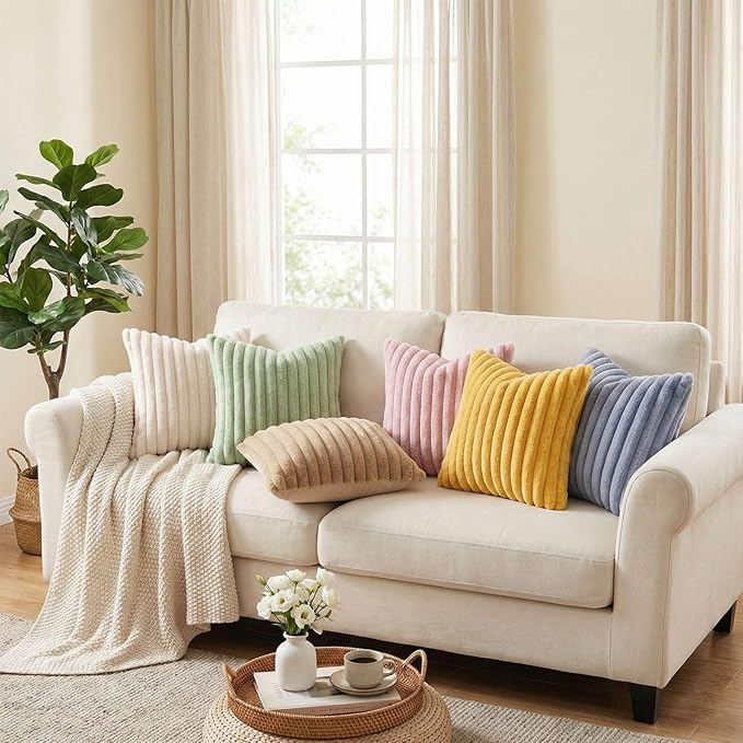 Pallene Faux Fur Plush Throw Pillow Covers 22x22 Set of 2, Luxury Soft Fluffy - Image 6