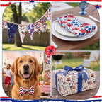 HunnmingRe 20 Pcs 10''x10'' Patriotic Quilting Fabric Square Red White Blue - Image 7