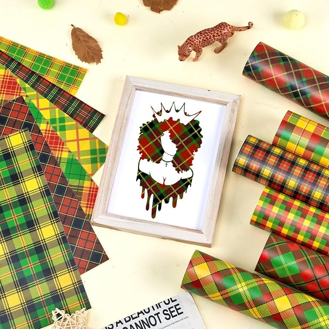 Tintnut African Plaid Permanent Vinyl, waterproof, easy peel & stick, works - Image 7