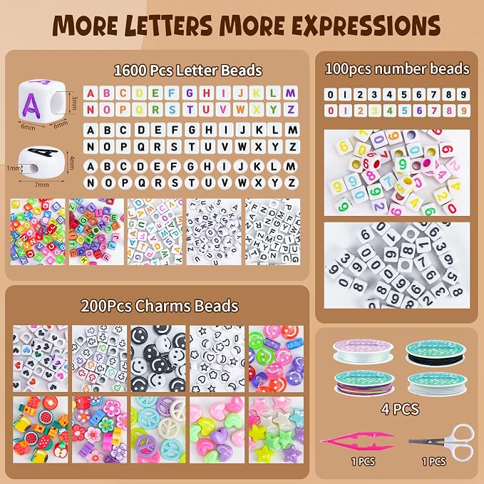 4500Pcs Pony Beads Bracelet Making Kit, 6 Boxes - Image 2