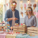 Pajean 32 Pcs Ice Cream Party Decorations Eyeglasses Ice Cream Themed Paper - Image 6