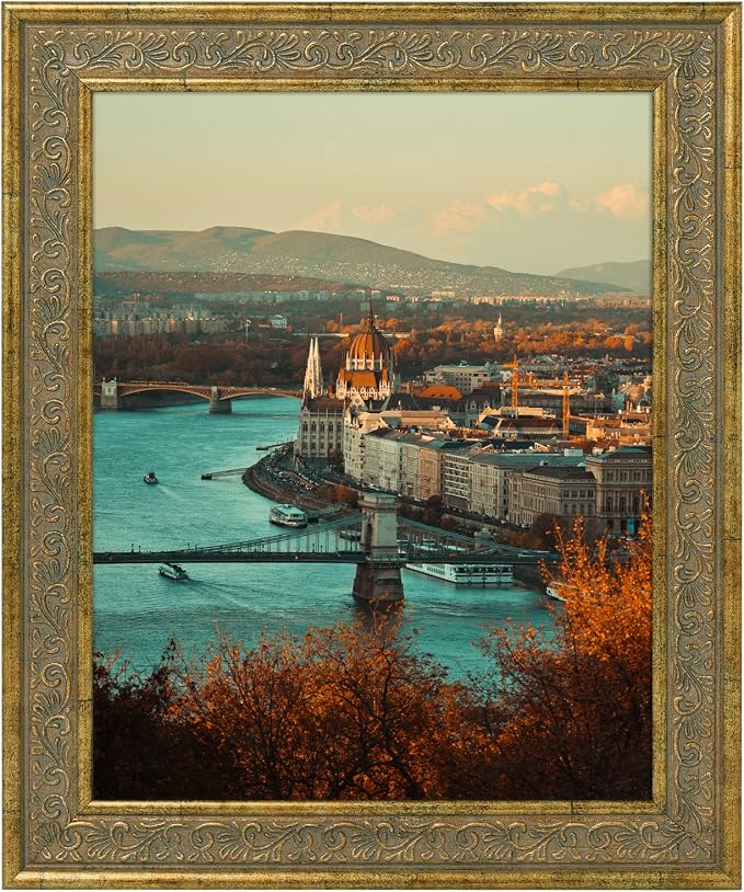 Golden State Art, 8X10 Ornate Finish Photo Frame, Distressed Gold Color by GoldenStateArt