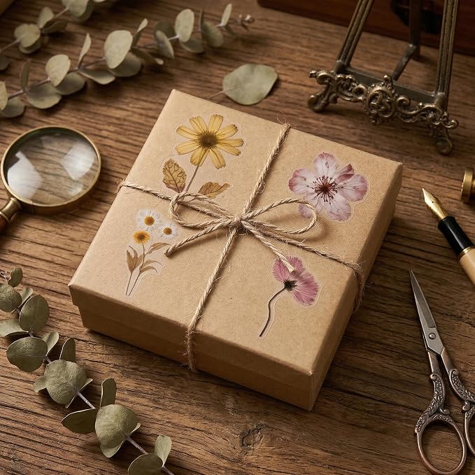 200 Pcs Dried Flower Stickers for Scrapbook Supplies, Pressed Flower Stickers - Image 9