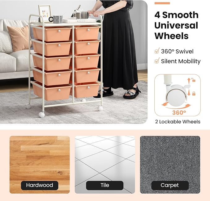 BECOMFORT 10-Drawer Rolling Cart - Image 5