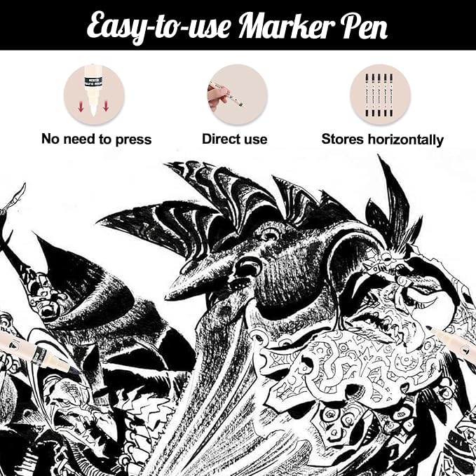 Thboxes 10 Pack Black & White Acrylic Paint Markers, Dual-Tip Acrylic Paint Pen - Image 4