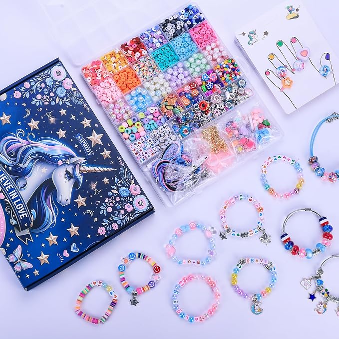 AIPRIDY 3200 Pcs Girls Toys Bracelet Making Kit, Unicorn/Mermaid Clay Beads - Image 5