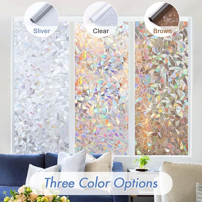Haton Window Privacy Film, Stained Glass Rainbow Film Decorative Window Clings - Image 9