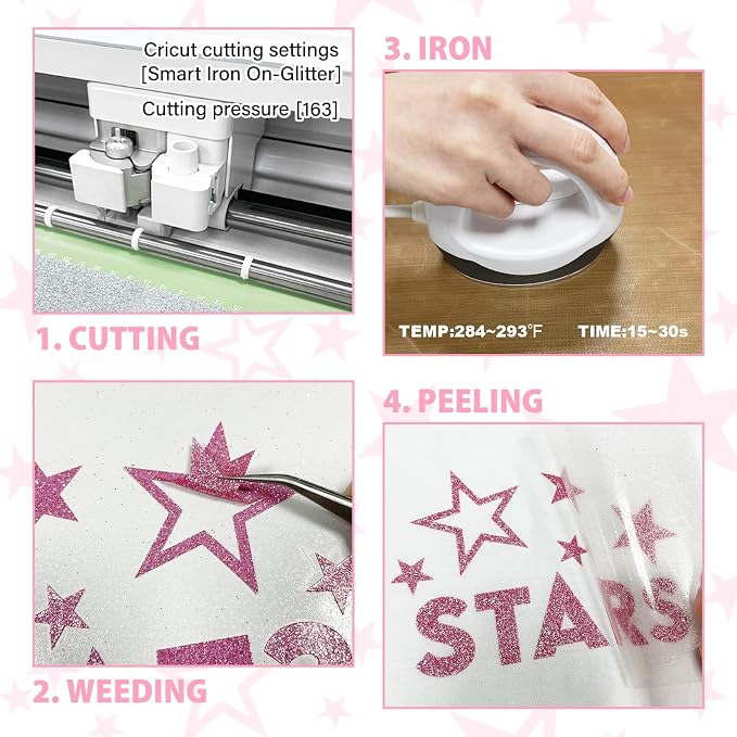 Rouge-Pink Glitter Heat Transfer Vinyl, Glitter Iron-On - Image 4