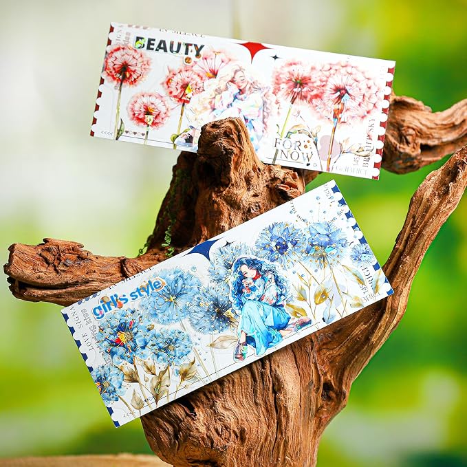 Dandelion Floral PET Stickers Set, Journaling, DIY Crafts, and Art Supplies - Image 8