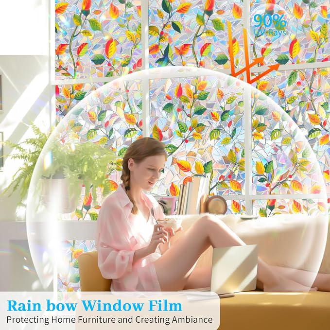 Window Privacy Film Stained Glass Rainbow Window Film - Image 2