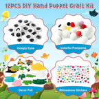 WATINC 12Pcs Hand Puppet Making Kit, Art Craft Felt Sock Puppet Toys, Creative - Image 2