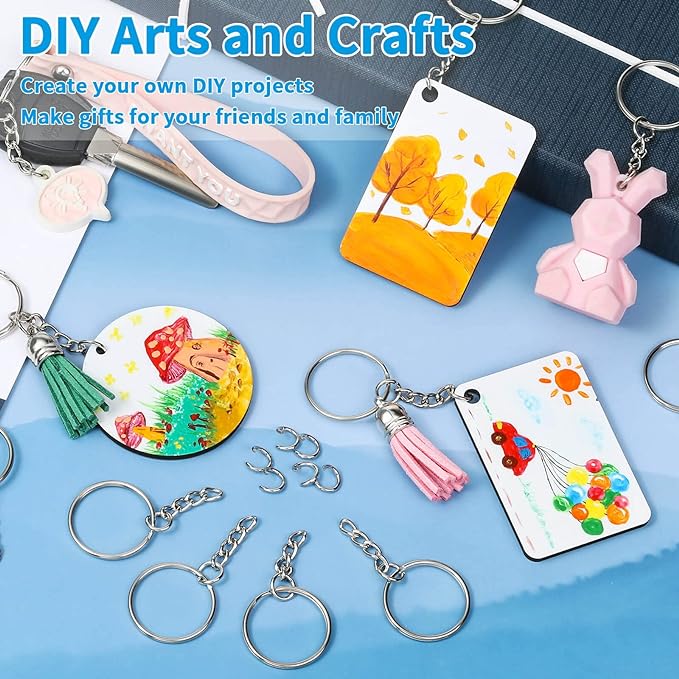 Paxcoo 50Pcs Keychains with Chain and 50 Pcs Jump Rings, Keychain Rings Kit - Image 7