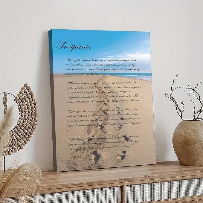 Zapeeitt Footprints in The Sand Poetry Poster Art Print Canvas Wall Art Kitchen - Image 4