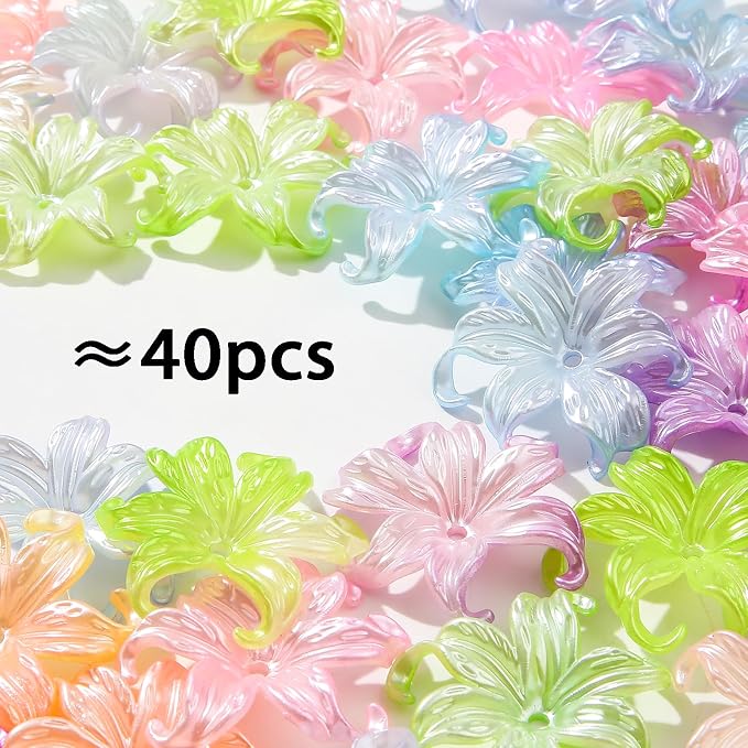 40pcs Flower Shape Beads Pearl Color Flower Bead Color Lily Beads - Image 2