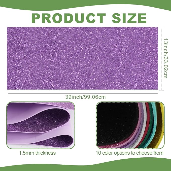 10 Pcs Craft Foam Sheet Roll in 10 Colors 39"x13" Colorful EVA Foam Sheet - Image 2