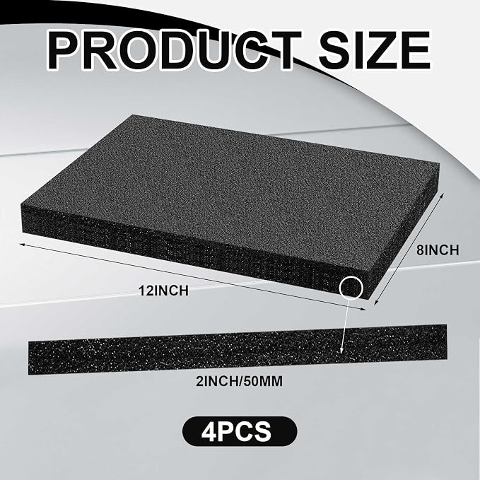 Frienda 4 Pcs 12" x 8" x 2" Polyethylene Foam Sheet Thick Black Packing Foam - Image 2