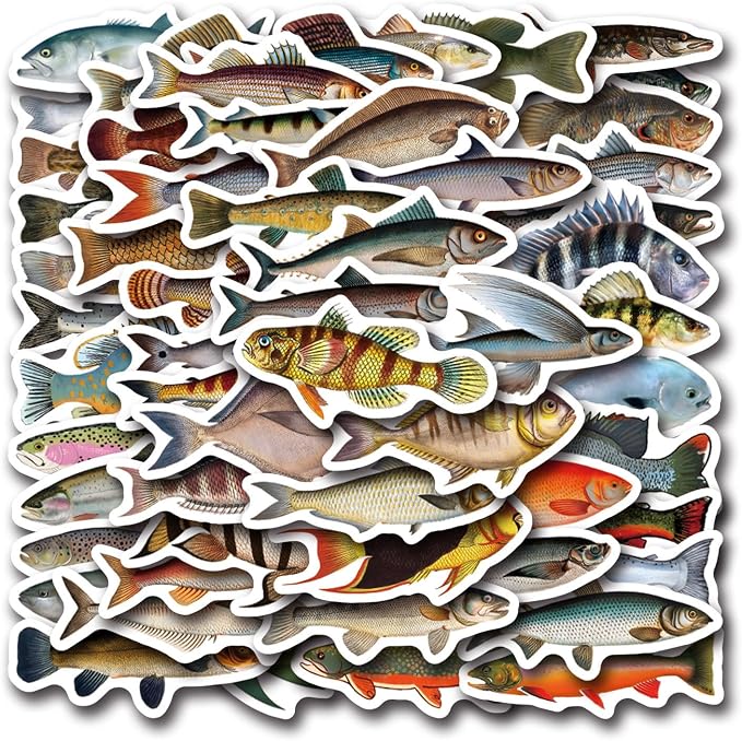 57Pcs Deep Sea Fish Stickers Waterproof Vinyl, Ocean Deepwater Fish Decals - Image 7