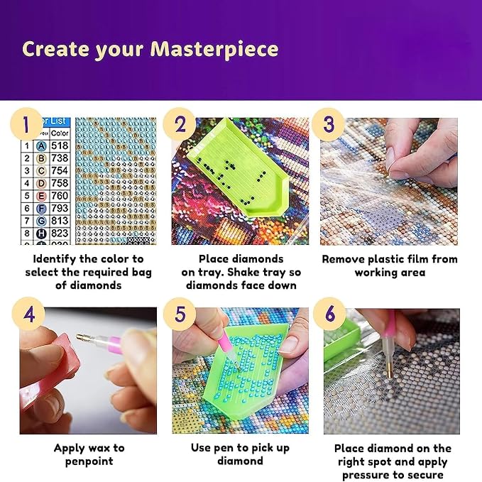 Leatrice 6PCS Diamond Art Kits for Adults Round Diamond Painting Dot Gem Art - Image 5