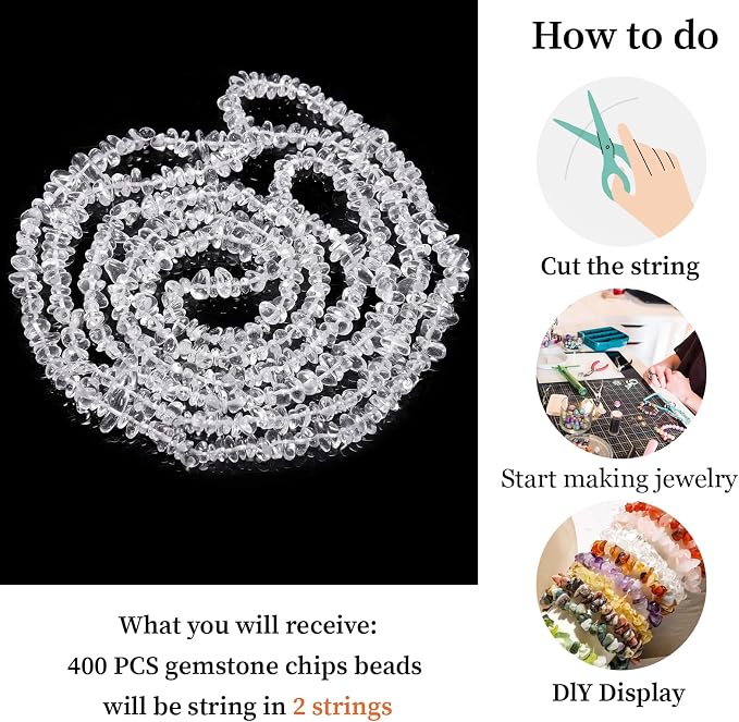 400pcs 5-8mm Clear Crystal Glass Chip Beads Irregular Pre Drilled Loose Beads - Image 9
