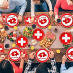 96pcs Switzerland Party Supplies Tableware Set Swiss Flag Party Paper Plates - Image 7