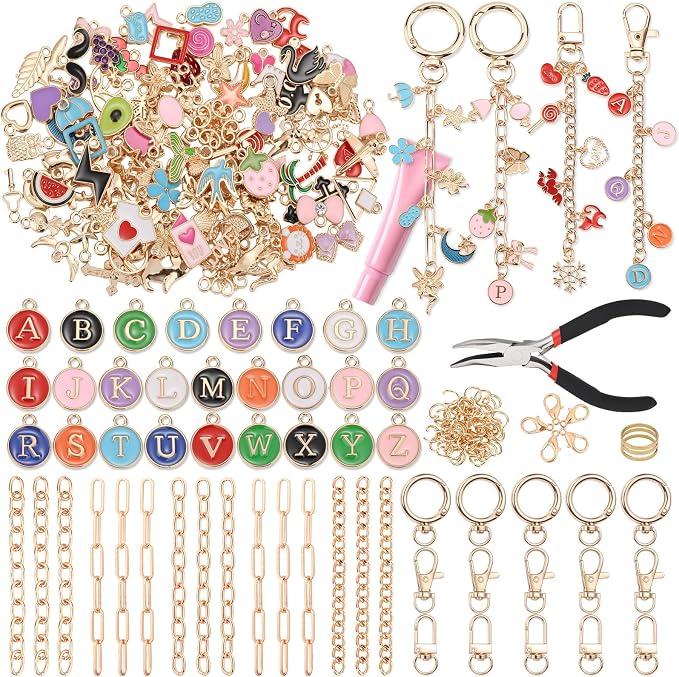 selizo 263Pcs Charms Lip Gloss Keychain Making Kit, DIY Craft Supplies by selizo
