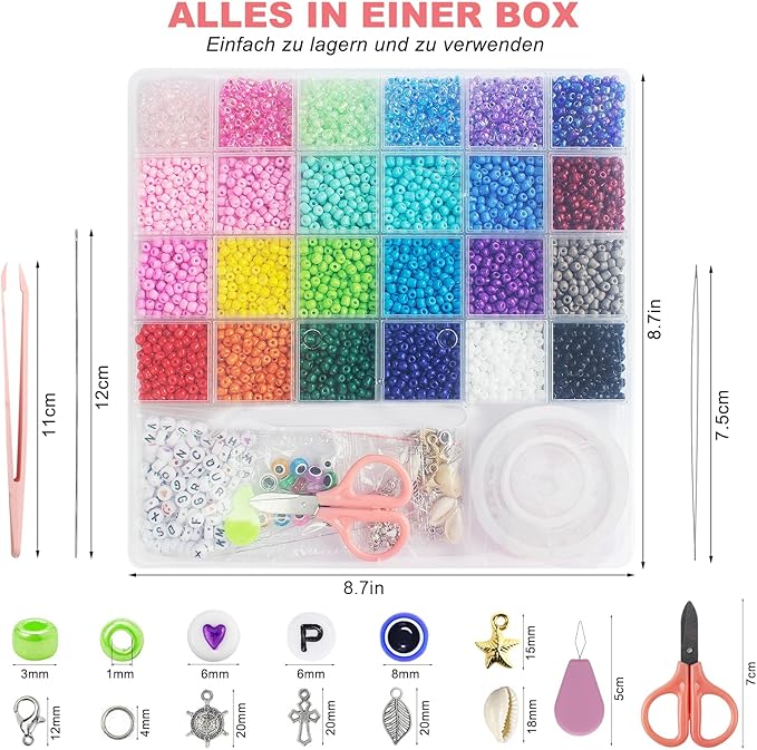 Redtwo 4mm Glass Seed Beads for Jewelry Bracelet Making Kit, Small Beads - Image 3