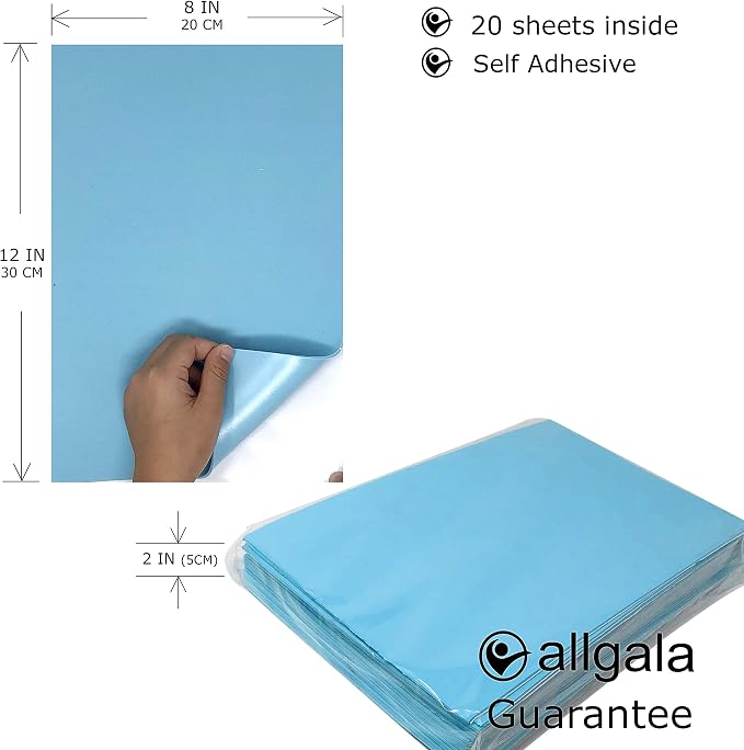 Allgala 20 Pack Self-Adhesive EVA Foam Paper 8x12 Inch Sheets-Light Blue-CF85414 - Image 2