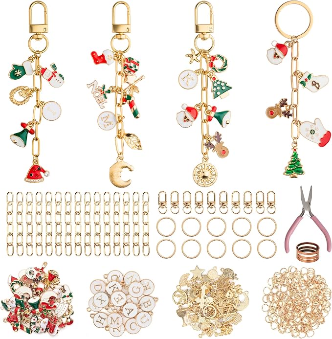 HOMAR 223Pcs DIY Keychain Making Kit Bag Charm Jewelry Chain Making 86 Charms by HOMAR