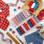 Hosuly 40 Pcs Patriotic Fabric Red White and Blue Fabric American Flag Star - Image 4