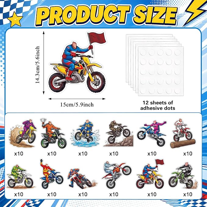 120pcs Motorcycle Avatar Cutouts Motorcycle Bulletin Board Decorations Back to - Image 2