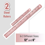 Mr. Pen- Metal Straight Edge Ruler, 2 Pack, Rose Gold | Stainless Steel Ruler - Image 2